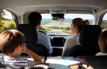 Auto en reisgidsen onderweg tijdens het vergelijken van vakanties